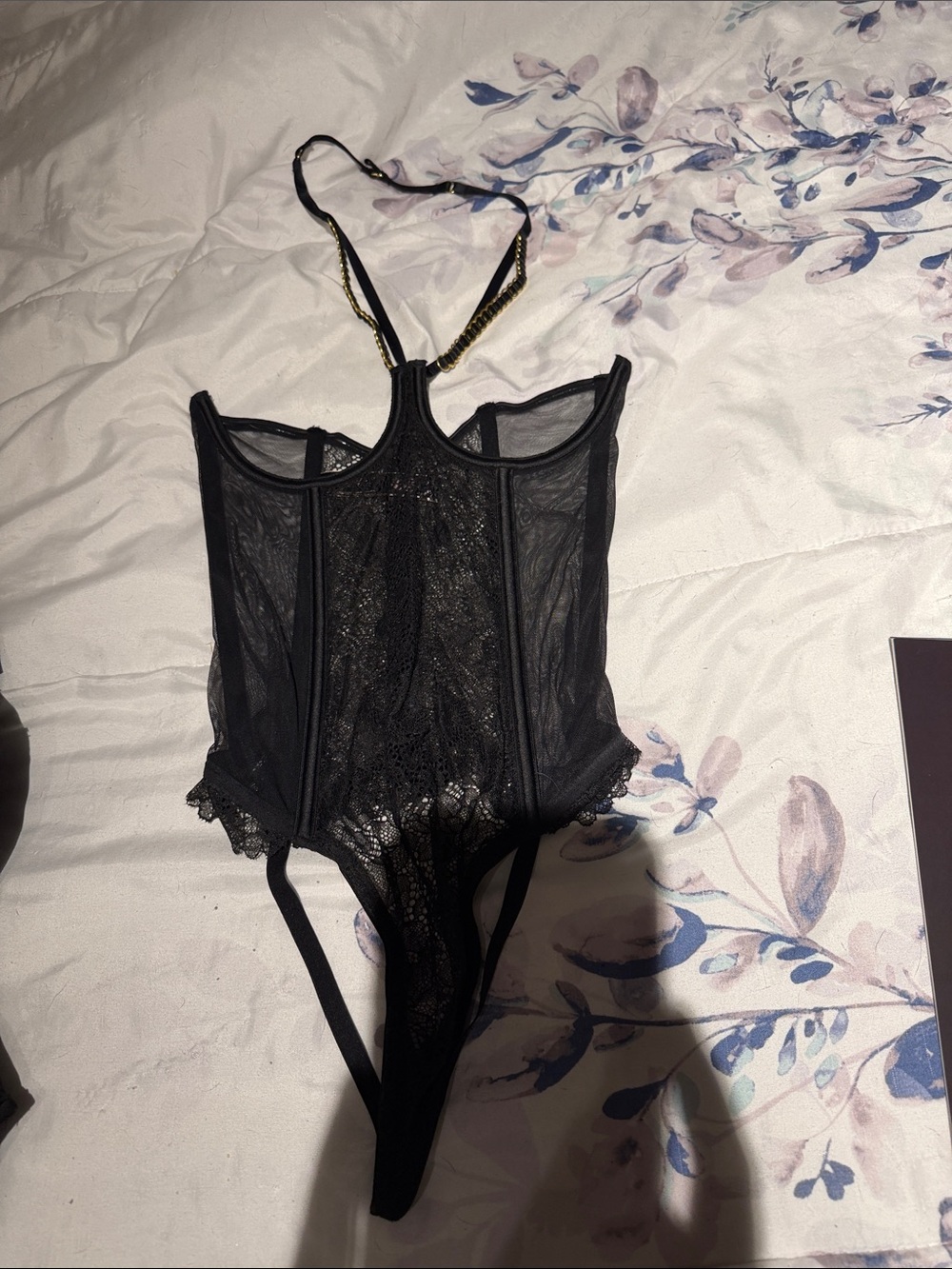 Victoria's Secret Black Lace Bodysuit